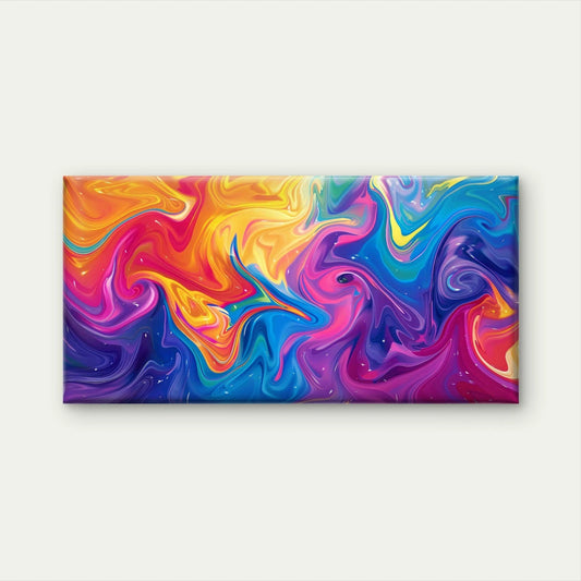 Psychedelic Swirl Rainbow Color Wall Art Canvas Office Home Room Framed 120x60cm