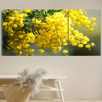 3pcs Acacia Flower Acacia Wall Art Set Canvas Framed 40x60cm - High Quality Print 100% Australian Made Wall Canvas Ready to Hang - Bella Home Decor