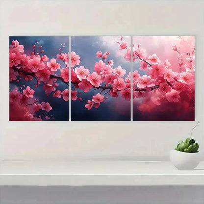 3pcs Sakura Blossom Floral Nature Perfect Wall Art Set Canvas Framed 50x70cm - High Quality Print 100% Australian Made Wall Canvas Ready to Hang