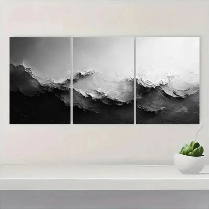 3pcs Black and White Minimalist Art Metal Print Ready to Hang Art - Bella Home Decor