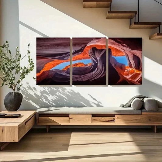 3pcs Natural Landscape Art Antelope Canyon Wall Art Set Canvas Framed 60x90cm - High Quality Print 100% Australian Made Wall Canvas Ready to Hang