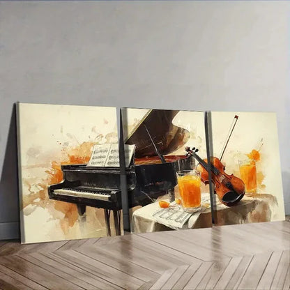 3pcs Piano and violin match Wall Art Set Canvas Unframed - High Quality Print 100% Australian Made Wall Canvas