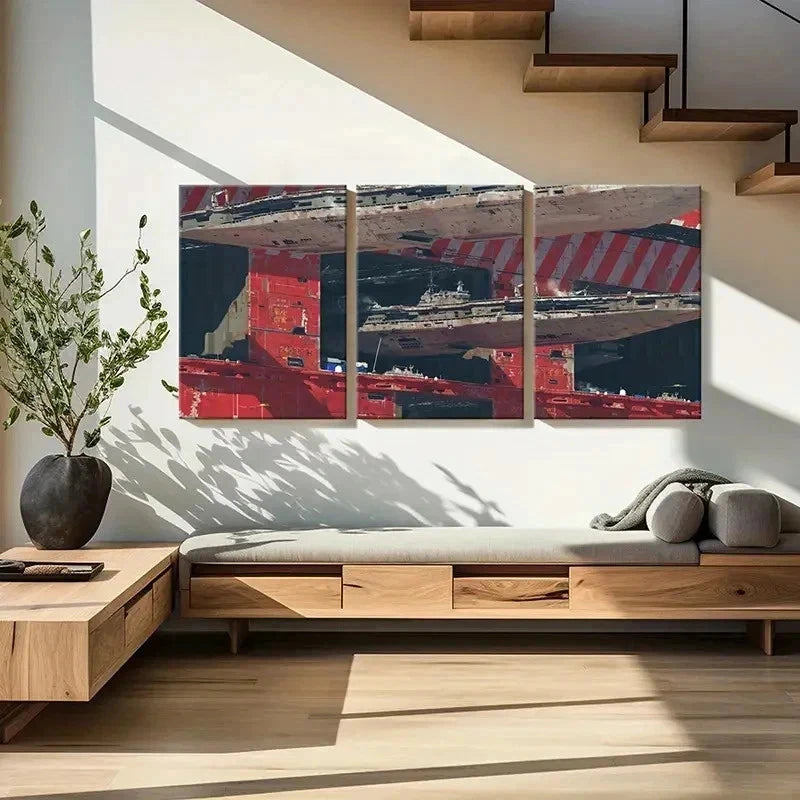 3pcs Sci-Fi Movie Spaceships War Destroyer Wall Art Set Canvas Framed 40x60cm - High Quality Print 100% Australian Made Wall Canvas Ready to Hang - Bella Home Decor