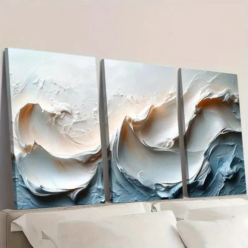 3pcs White Abstract Texture Painting Wall Art Canvas Unframed - High Quality Print 100% Australian Made Wall Canvas - Bella Home Decor
