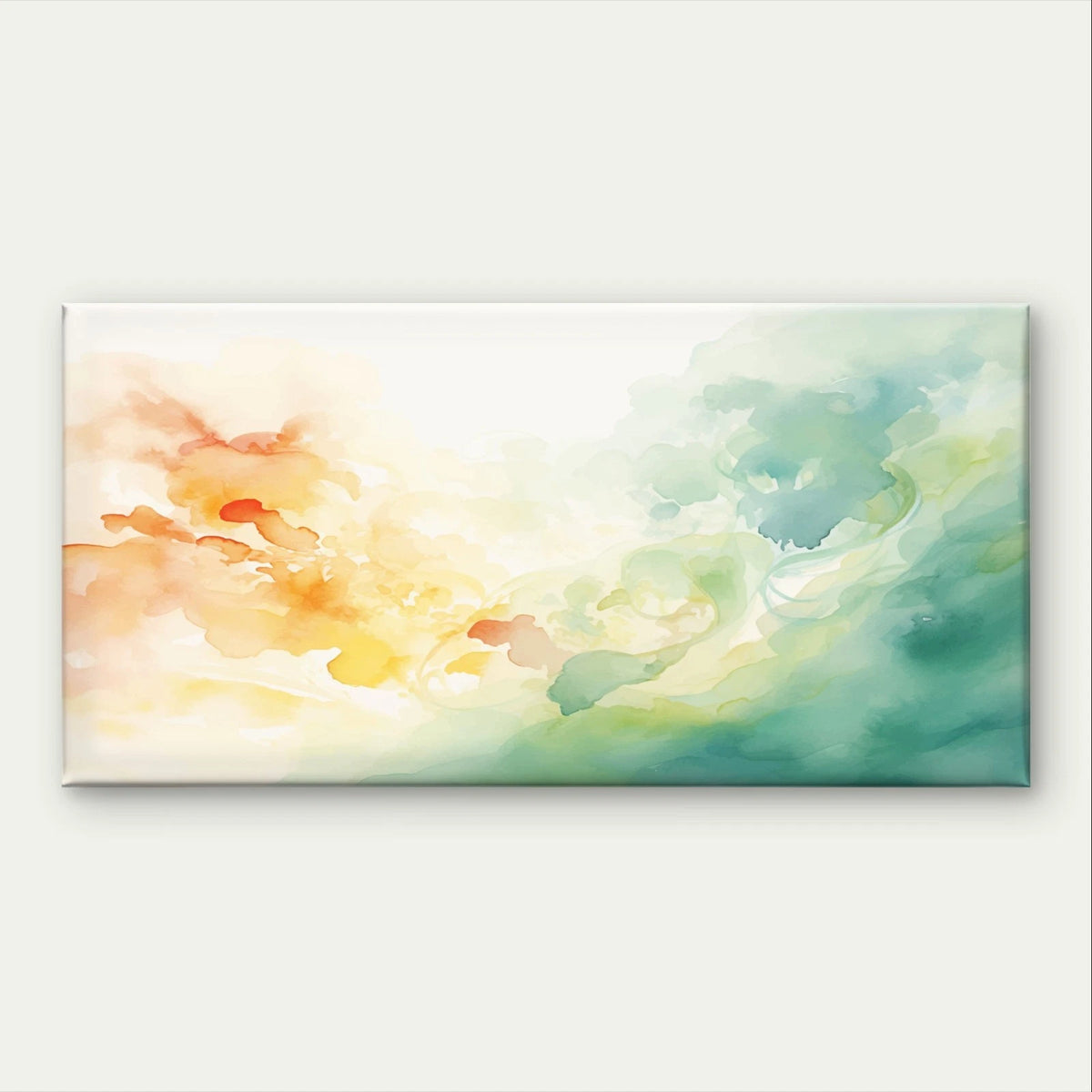 Minimalist Orange & Blue Watercolour Wall Art Canvas Office Home Framed 120x60cm
