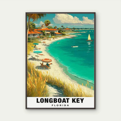 Longboat Key Florida Beach Turquoise Ocean Travel Poster Print Wall Art