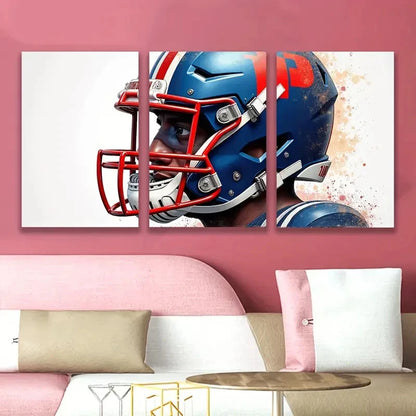 3pcs Watercolor Football Painting Wall Art Set Canvas Framed 50x70cm - High Quality Print 100% Australian Made Wall Canvas Ready to Hang