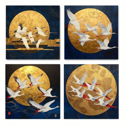 4pcs Birds flying Wall Art Canvas Framed