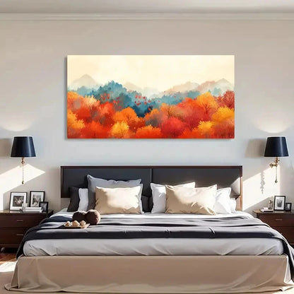 Autumn Forest & Mountain View Wall Art Canvas Office Home Room Framed 120x60cm - Bella Home Decor