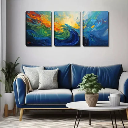 3pcs Abstract Sea Water Wall Art Set Canvas Framed 60x90cm - High Quality Print 100% Australian Made Wall Canvas Ready to Hang - Bella Home Decor