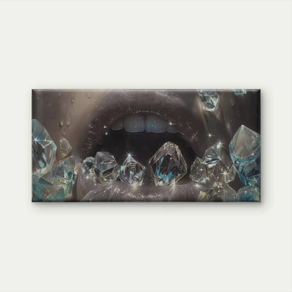 Sparkling Diamond Lips Wall Art Canvas Office Home Room Framed 120x60cm