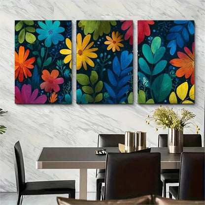 3pcs Vibrant Floral Colorful Nature Perfect Wall Art Set Canvas Framed 50x70cm - High Quality Print 100% Australian Made Wall Canvas Ready to Hang