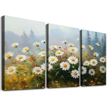 3pcs Classic Daisy Wildflower Countryside  Art Set Canvas Unframed - High Quality Print 100% Australian Made Wall Canvas - Bella Home Decor