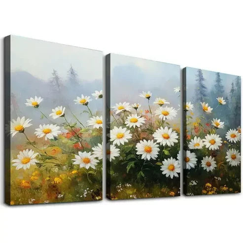 3pcs Classic Daisy Wildflower Countryside Art Set Canvas Unframed - High Quality Print 100% Australian Made Wall Canvas