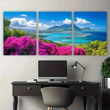 3pcs Vibrant Tropical Floral & Scenic Perfect Wall Art Canvas Framed 40x60cm - High Quality Print 100% Australian Made Wall Canvas Ready to Hang
