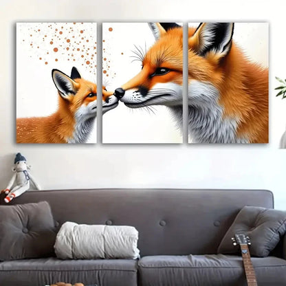 3pcs Fox in Forest Nature Scene Painting Wall Art Set Canvas Framed 40x60cm - High Quality Print 100% Australian Made Wall Canvas Ready to Hang - Bella Home Decor