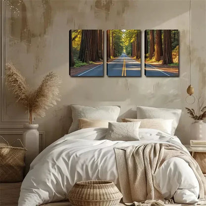 3pcs Romantic Highway, Beautiful Trees On Both Wall Art Canvas Unframed - High Quality Print 100% Australian Made Wall Canvas