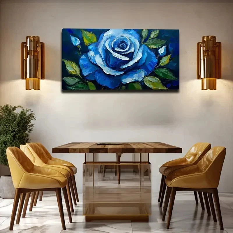 Rare Blue Rose Wall Art Canvas Office Home Room Framed 120x60cm