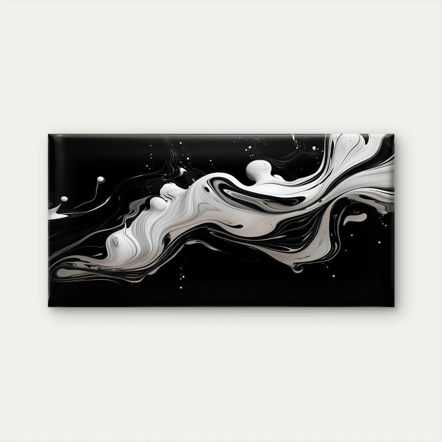 Abstract Black and White Fluid Wall Art Canvas Office Home Room Framed 120x60cm