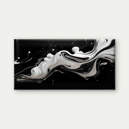 Abstract Black and White Fluid Wall Art Canvas Office Home Room Framed 120x60cm