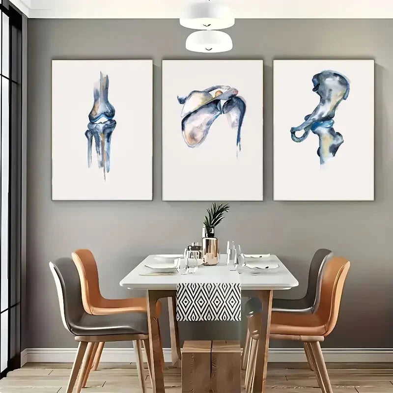 3pcs Classic Ink Anatomy Portrait Orientation Metal Print Ready to Hang Art
