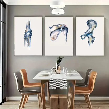3pcs Classic Ink Anatomy Portrait Orientation Metal Print Ready to Hang Art