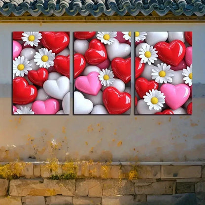 3pcs Vibrant Flowers and Love Illustration Wall Art Set Canvas Framed 40x60cm - High Quality Print 100% Australian Made Wall Canvas Ready to Hang - Bella Home Decor