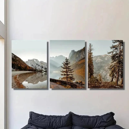 3pcs Mountain & Forest Scenery Metal Print Ready to Hang Art
