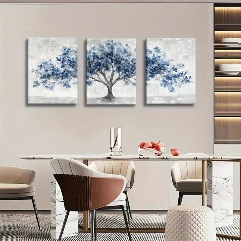 3pcs Abstract Nature-Inspired Triptych Painting Metal Print Ready to Hang Art - Bella Home Decor