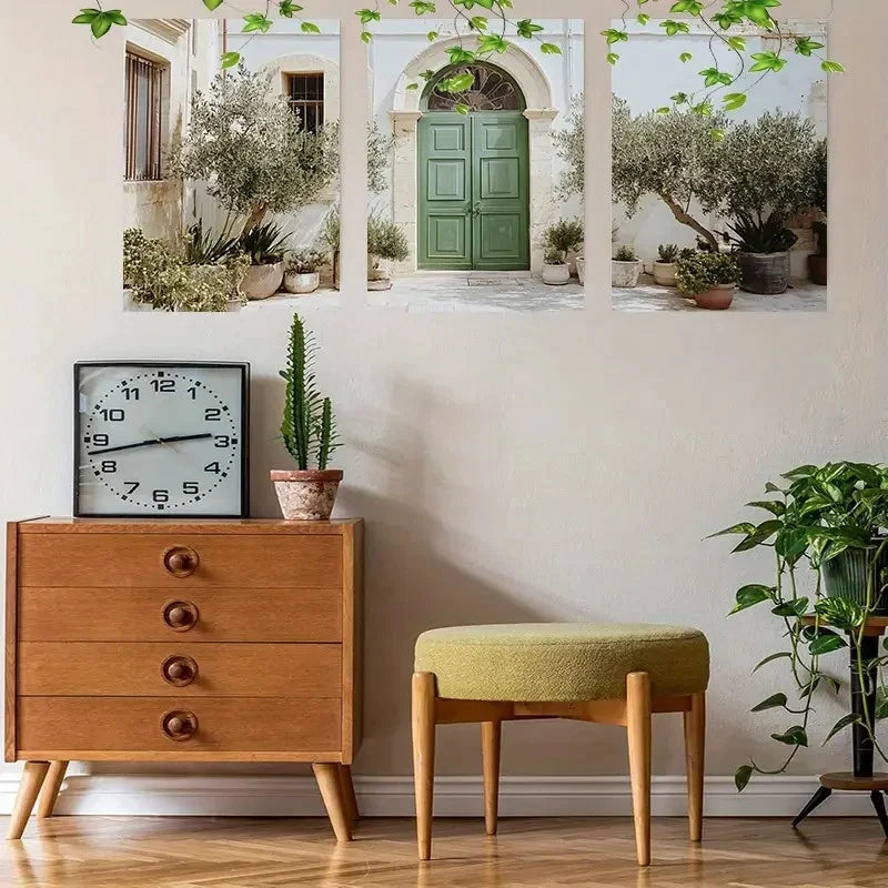 3pcs Mediterranean-Style Old House Metal Print Ready to Hang Art