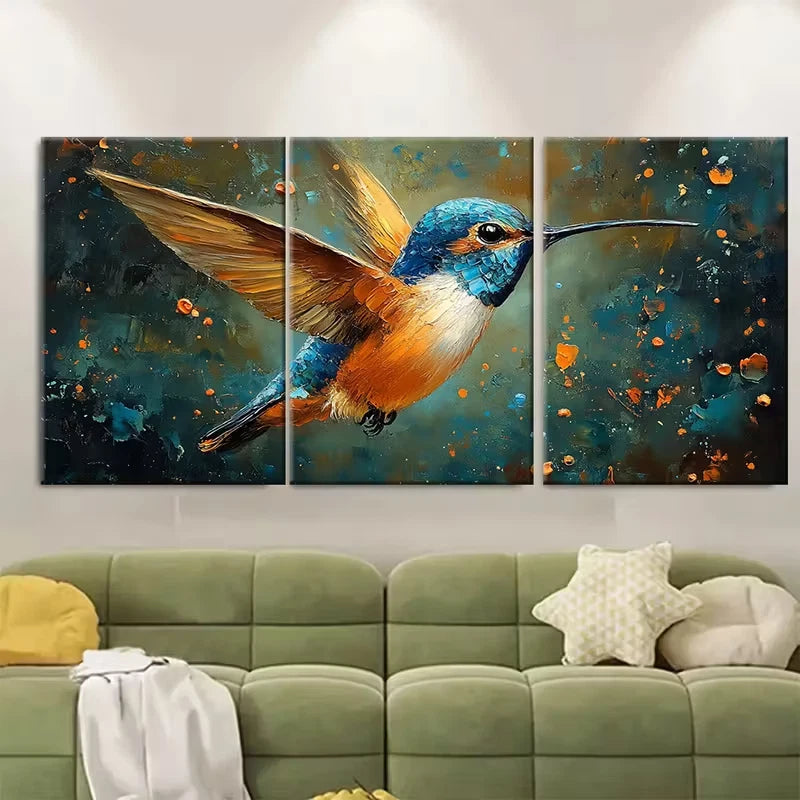 3pcs Hummingbird Painting Metal Print Ready to Hang Art