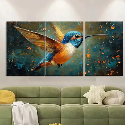 3pcs Hummingbird Painting Metal Print Ready to Hang Art