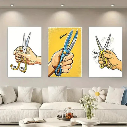 3pcs Barber Shop Decorative BS Wall Art Set Canvas Unframed - High Quality Print 100% Australian Made Wall Canvas - Bella Home Decor
