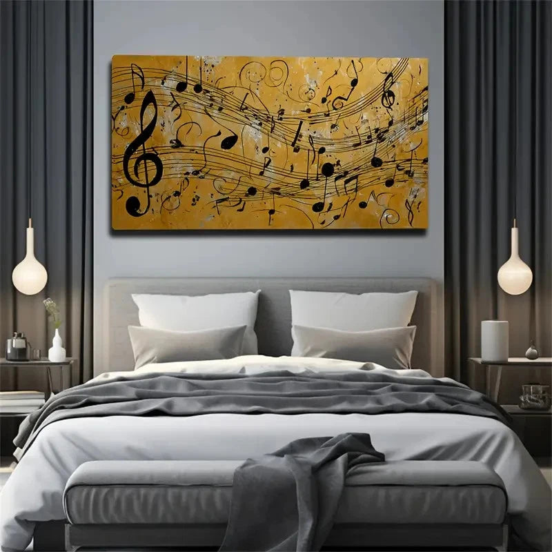 Modern Abstract Music Note Wall Art Canvas Office Home Room Framed 120x60cm