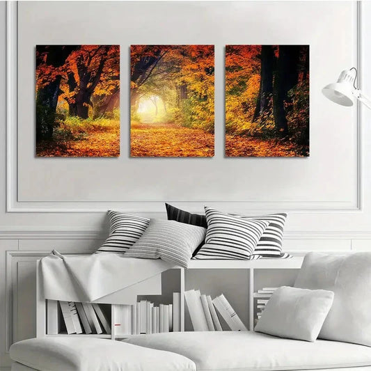 3pcs Red Maple Leaves Beautiful Metal Print Ready to Hang Art