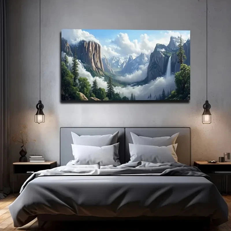Clouds In The Valley Wall Art Canvas Office Home Room Framed 120x60cm