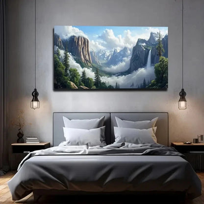 Clouds In The Valley Wall Art Canvas Office Home Room Framed 120x60cm