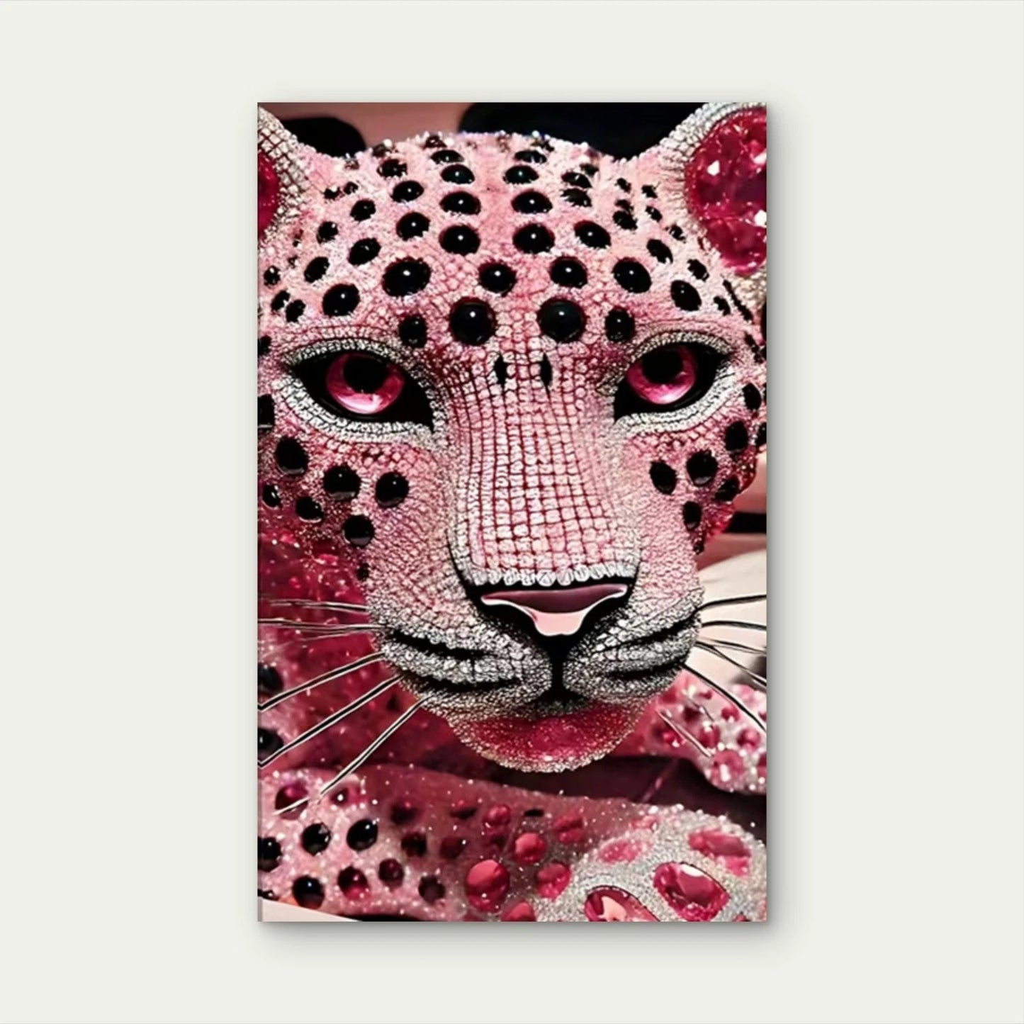 Luxurious Jeweled Pink Leopard Metal Print Ready to Hang