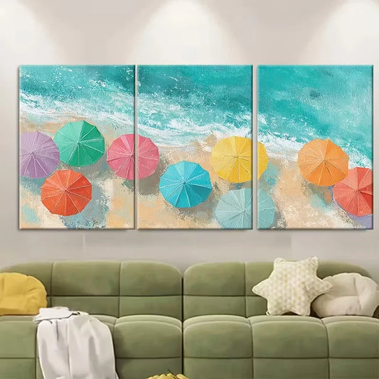 3pcs Pastel Beach Art Coastal Landscapes Metal Print Ready to Hang Art