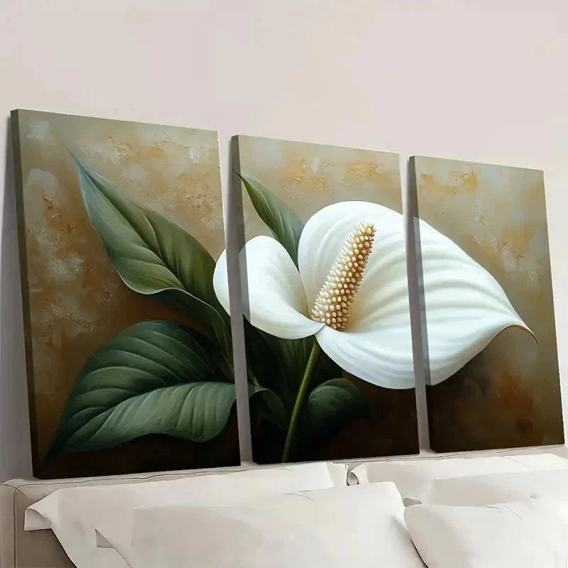 3pcs Peace Lily Canvas Art Prints EU    Wall Art Set Canvas Framed 60x90cm - High Quality Print 100% Australian Made Wall Canvas Ready to Hang - Bella Home Decor