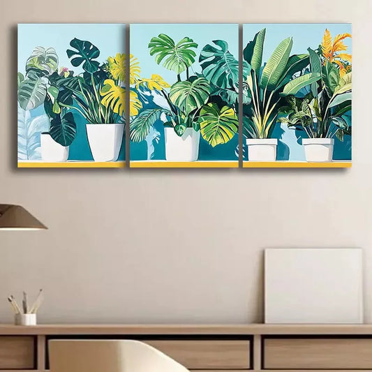 3pcs Luxurious Green Plant Canvas Framed 40x60cm - High Quality Print 100% Australian Made Wall Canvas Ready to Hang