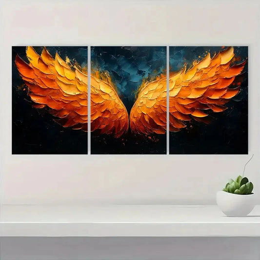 3pcs Abstract Huge Original Wings PK Wall Art Set Canvas Framed 40x60cm - High Quality Print 100% Australian Made Wall Canvas Ready to Hang