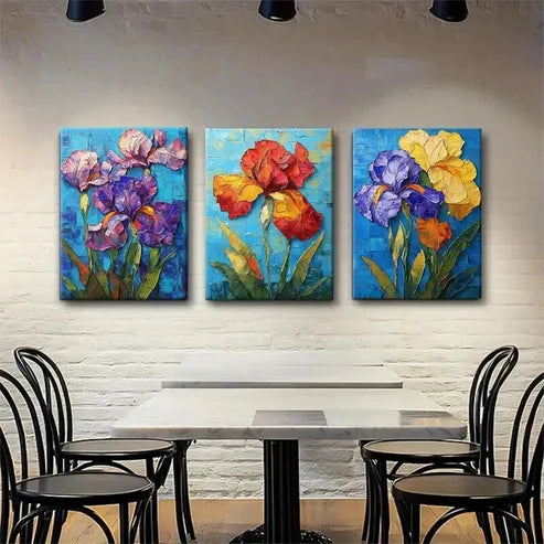 3pcs Botanical Floral Textured Flower Perfect Wall Art Canvas Unframed - High Quality Print 100% Australian Made Wall Canvas - Bella Home Decor