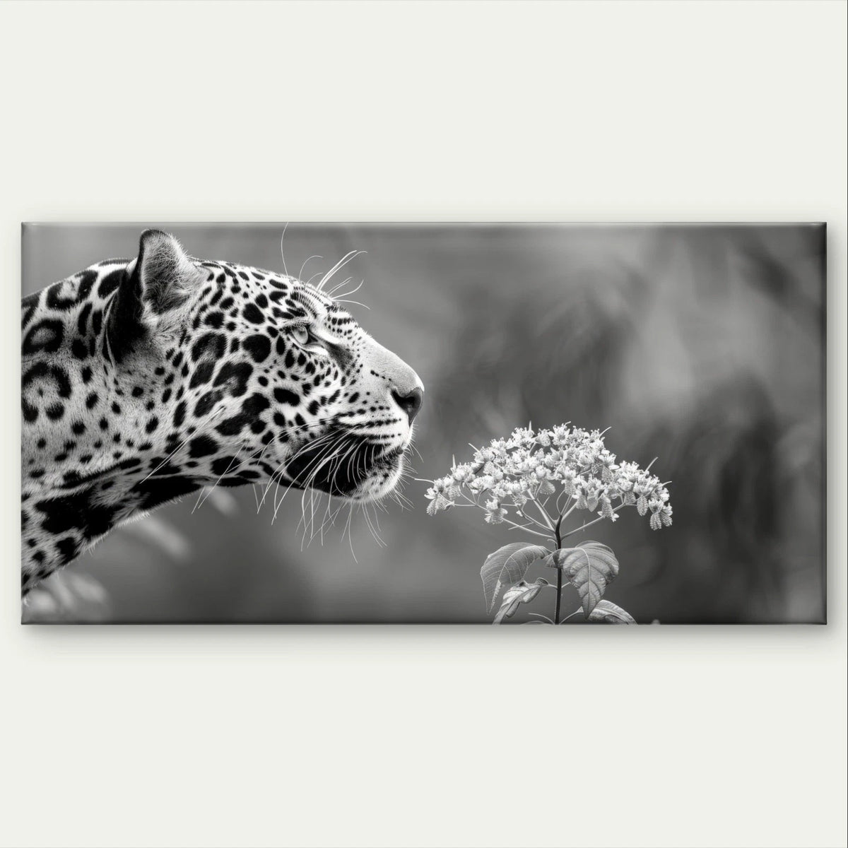 Vintage Black and White Leopard Wall Art Canvas Office Home Framed 120x60cm
