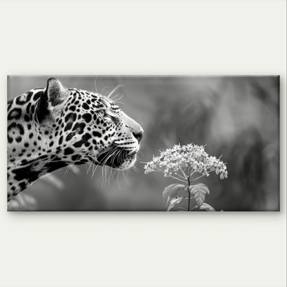 Vintage Black and White Leopard Wall Art Canvas Office Home Framed 120x60cm