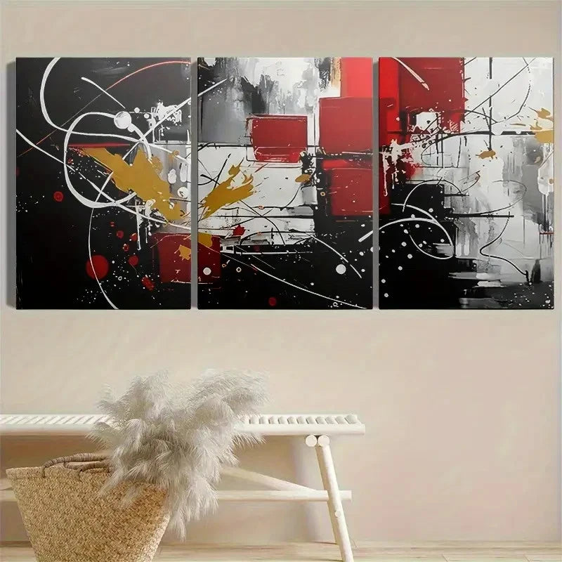 3pcs  Style Abstract Geometric Color  BM Wall Art Set Canvas Framed 60x90cm - High Quality Print 100% Australian Made Wall Canvas Ready to Hang - Bella Home Decor
