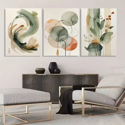 3pcs Abstract Watercolor Leaf in Beige  Wall Art Set Canvas Framed 50x70cm - High Quality Print 100% Australian Made Wall Canvas Ready to Hang - Bella Home Decor