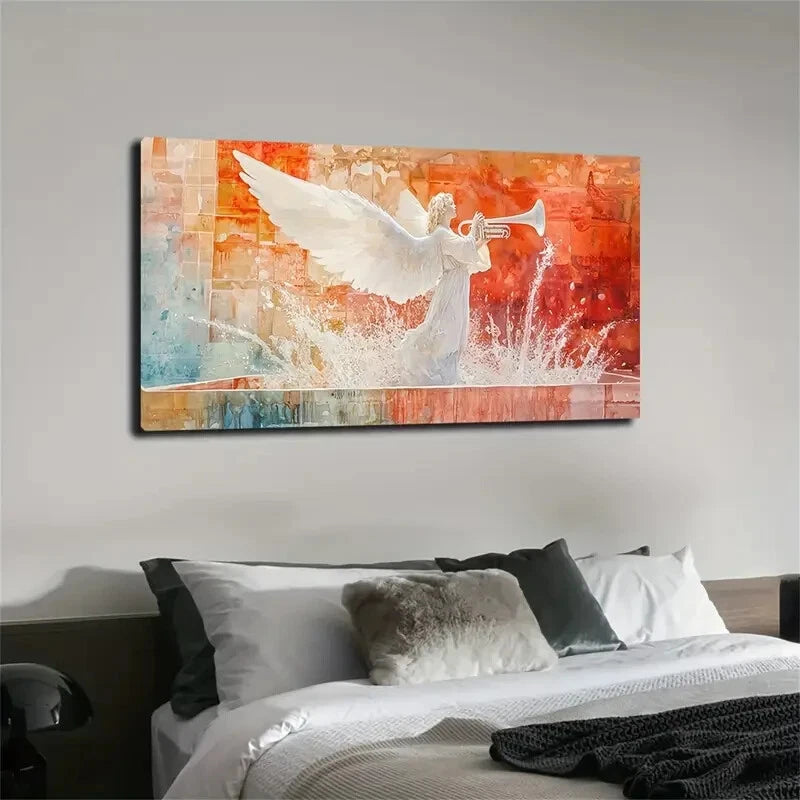 An Angel with White Wings Wall Art Canvas Office Home Room Framed 120x60cm - Bella Home Decor