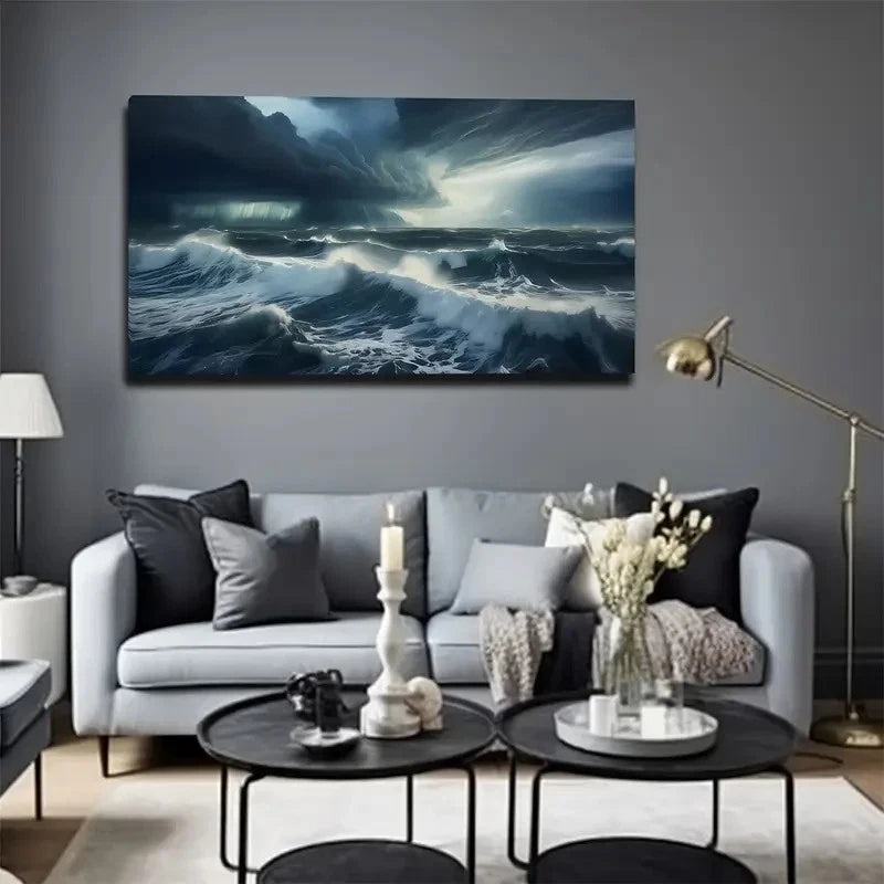 Elegant Wave Design Wall Art Canvas Office Home Room Framed 120x60cm