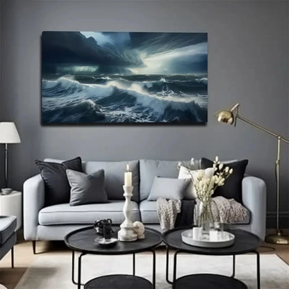 Elegant Wave Design Wall Art Canvas Office Home Room Framed 120x60cm